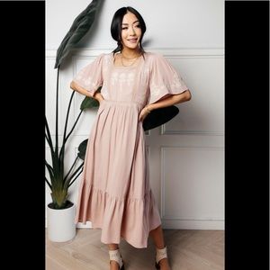 Embroidered midi dress